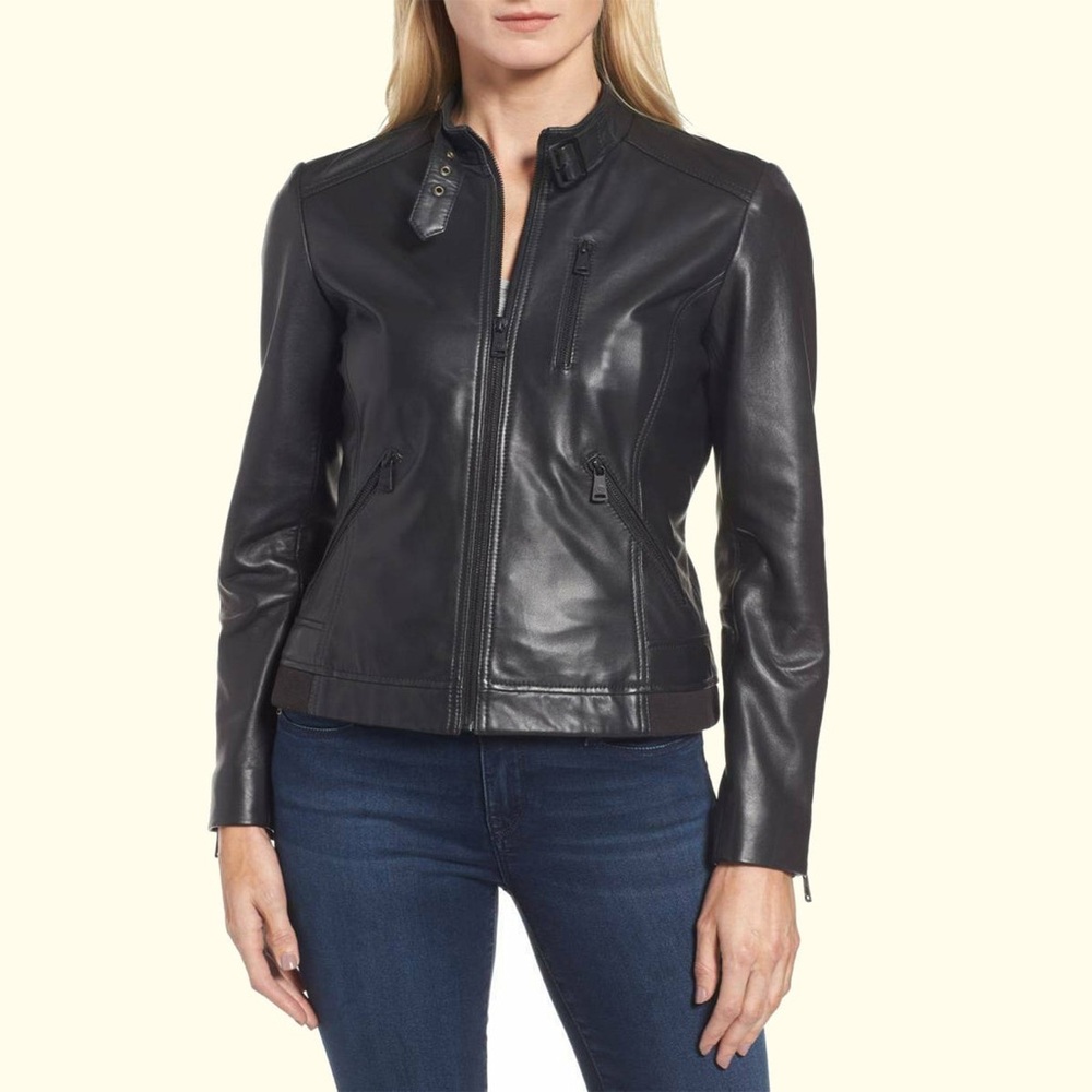 Bernardo Black 100% Leather Jacket, size Small